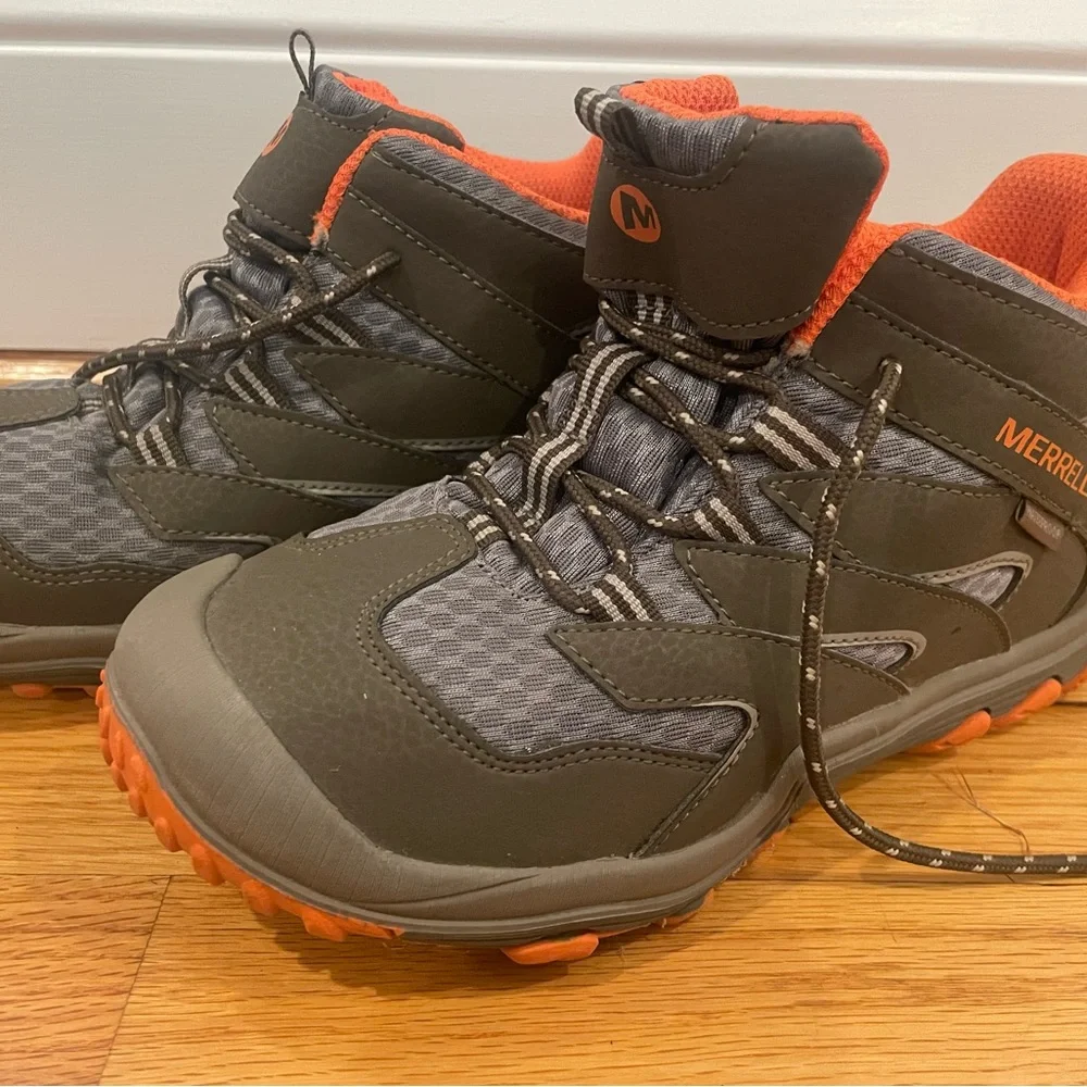 Kids Green and Orange Hiking Boots